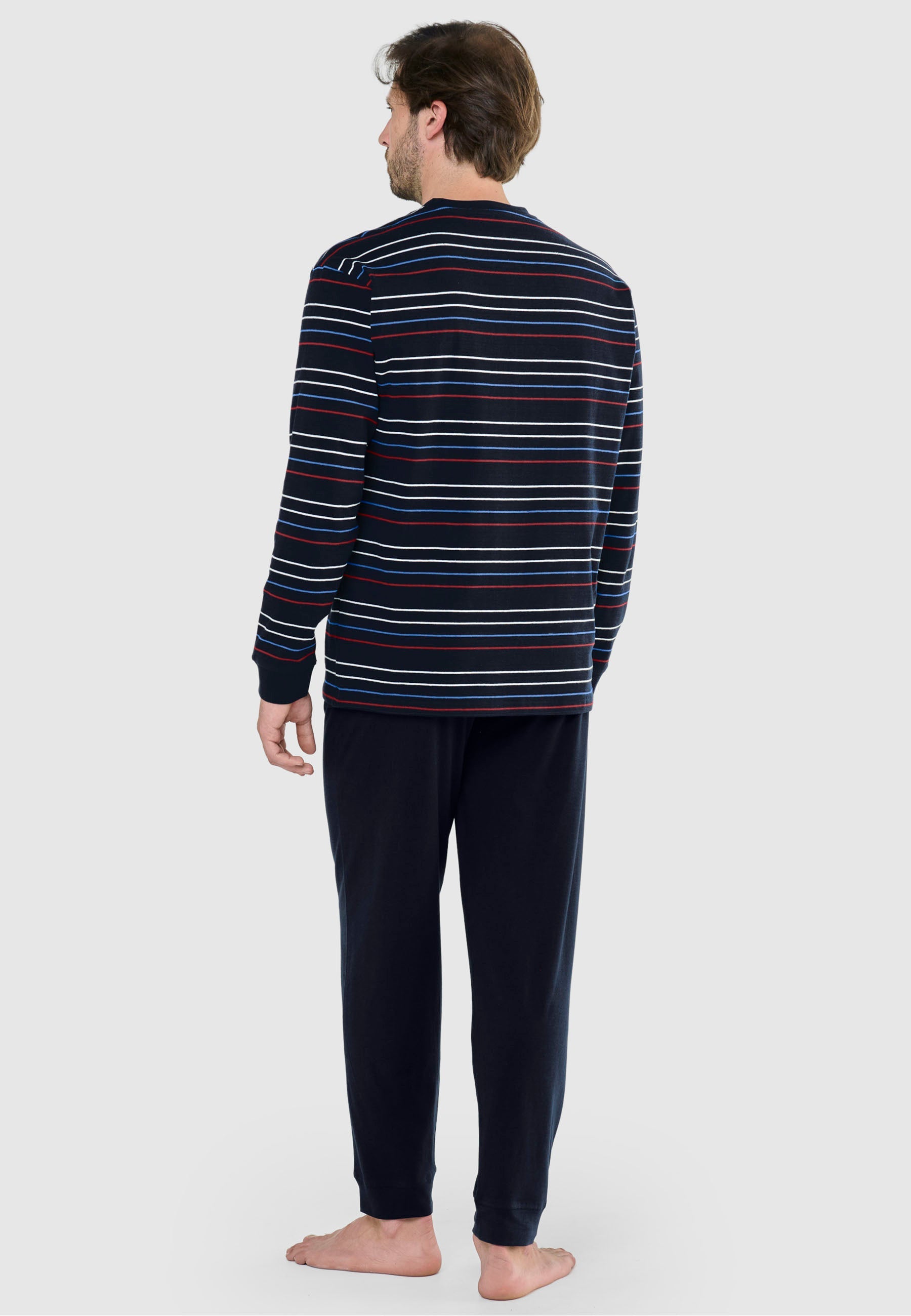 Pijama Hombre Largo Tapeta Algodón Punto Rayas - Marino 5585_39