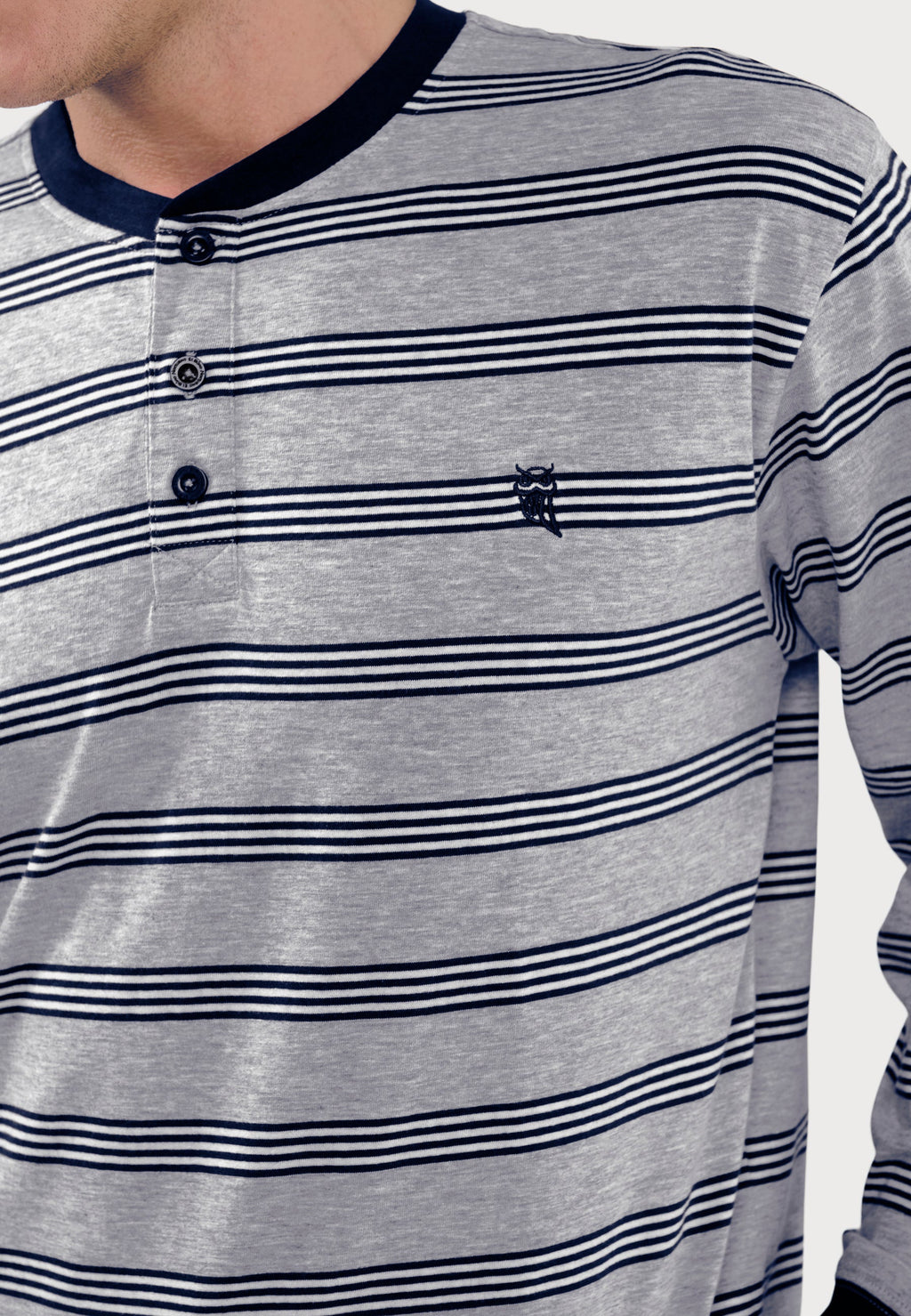 Pijama Hombre Largo Tapeta Algodón Punto Rayas - Gris 5590_20