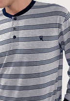 Pijama Hombre Largo Tapeta Algodón Punto Rayas - Gris 5590_20