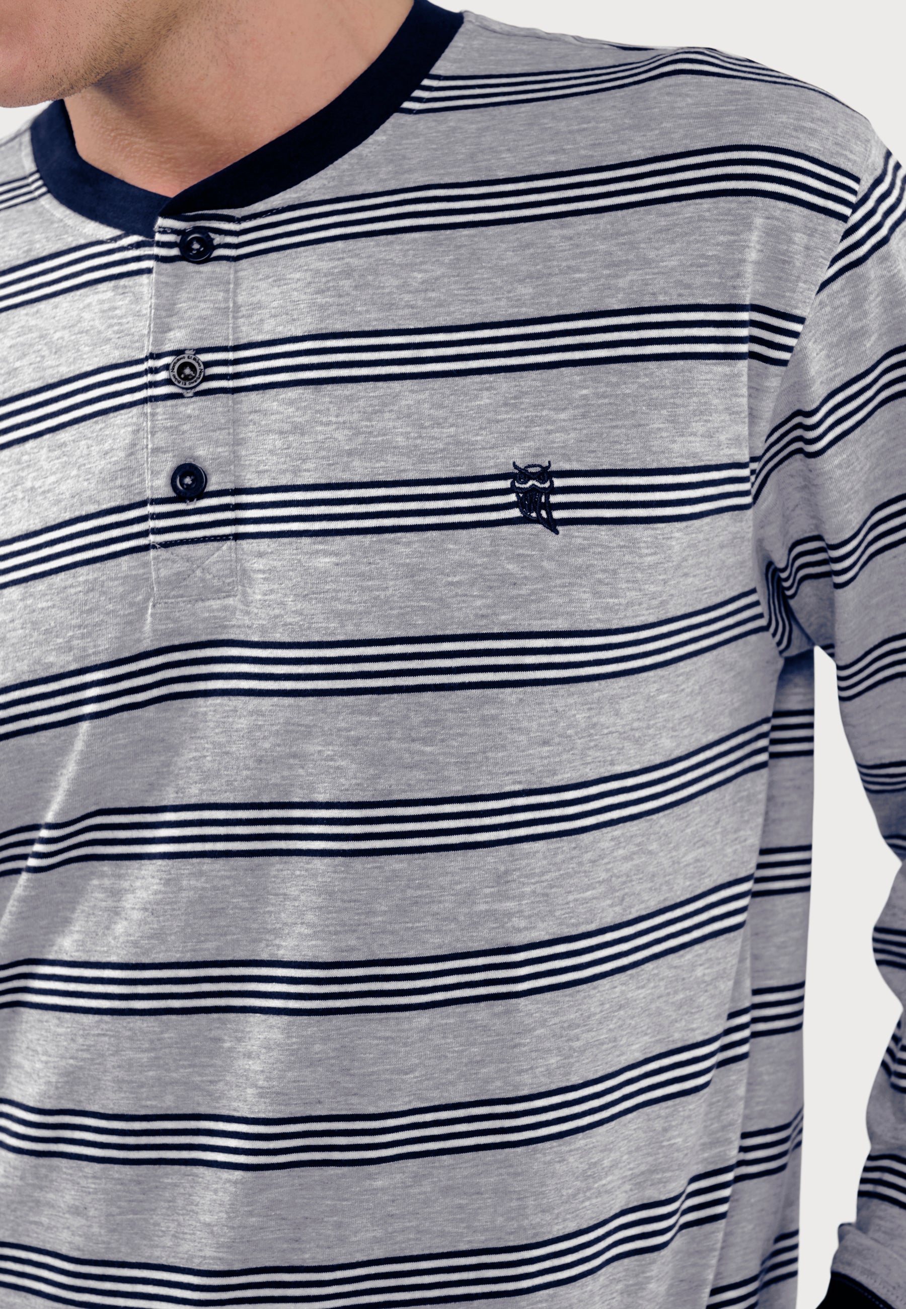 Pijama Hombre Largo Tapeta Algodón Punto Rayas - Gris 5590_20