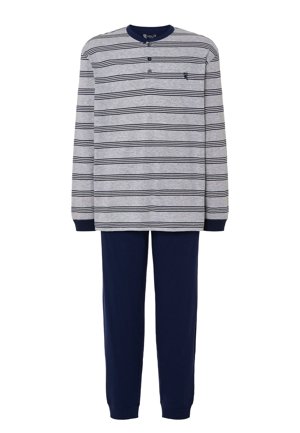 Pijama Hombre Largo Tapeta Algodón Punto Rayas - Gris 5590_20