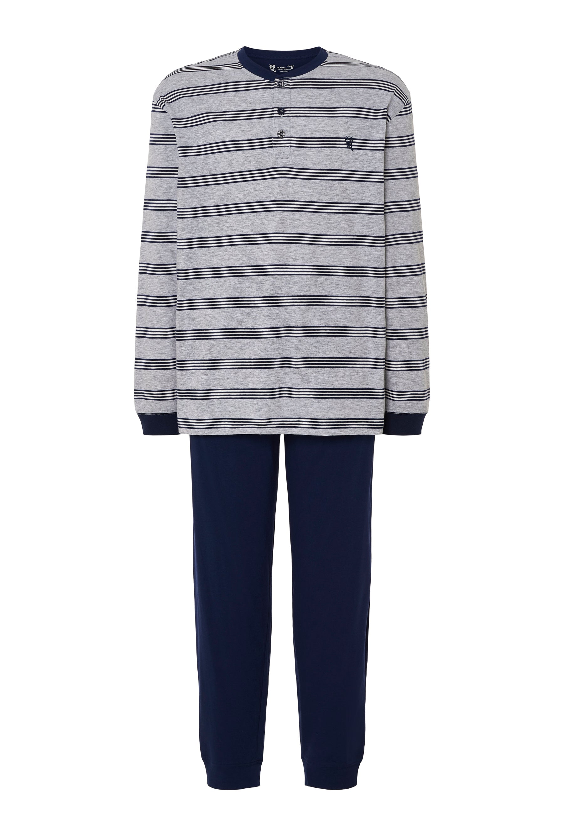 Pijama Hombre Largo Tapeta Algodón Punto Rayas - Gris 5590_20