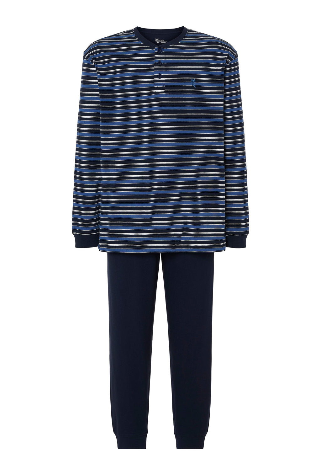 Pijama Hombre Largo Tapeta Algodón Punto Rayas - Azul 5591_39