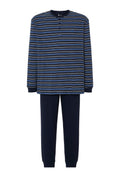 Pijama Hombre Largo Tapeta Algodón Punto Rayas - Azul 5591_39
