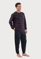 Pijama Hombre Largo Tapeta Algodón Punto Rayas - Azul 5592_39