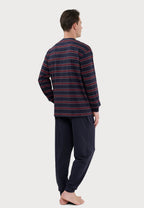 Pijama Hombre Largo Tapeta Algodón Punto Rayas - Azul 5592_39