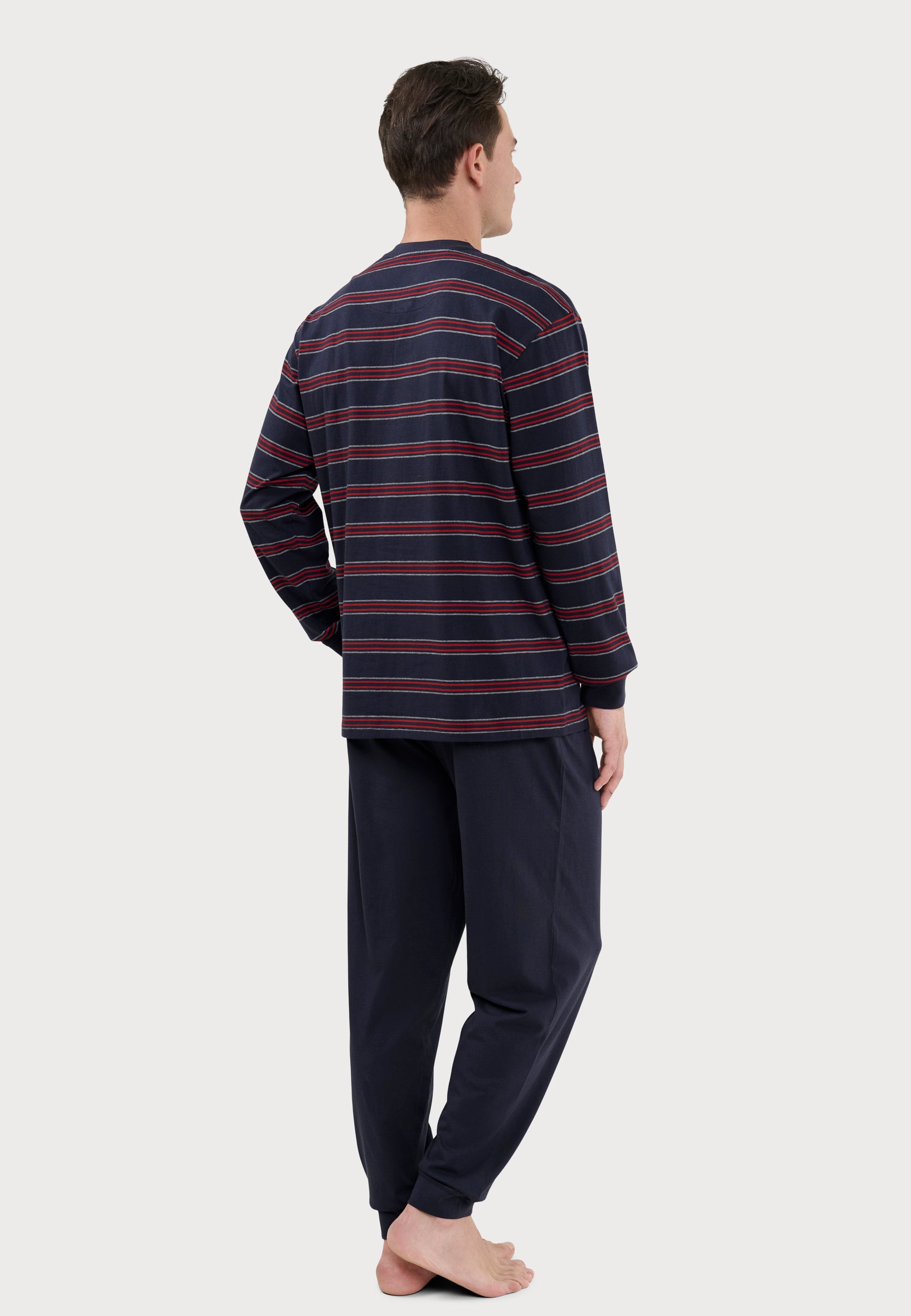 Pijama Hombre Largo Tapeta Algodón Punto Rayas - Azul 5592_39
