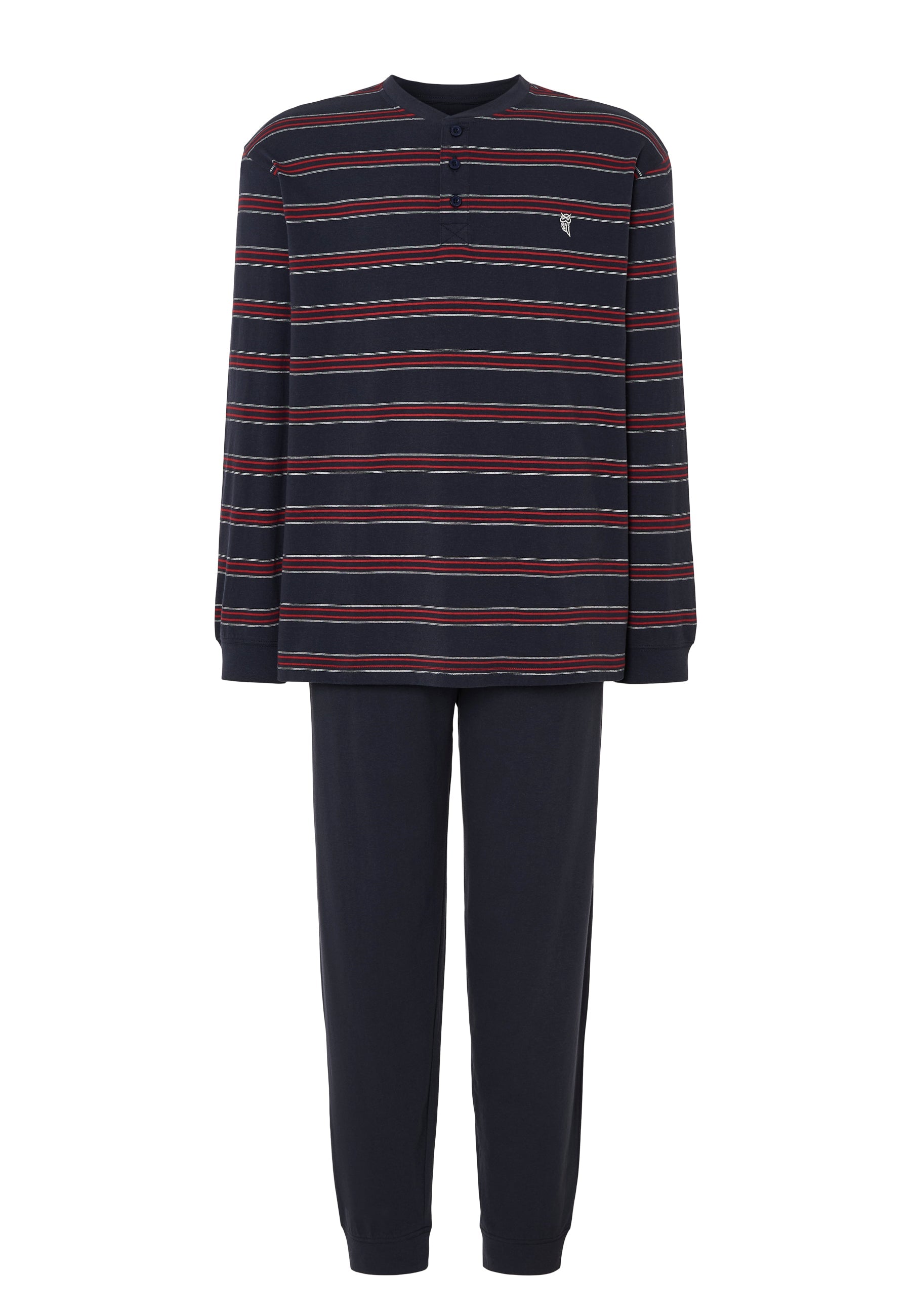 Pijama Hombre Largo Tapeta Algodón Punto Rayas - Azul 5592_39