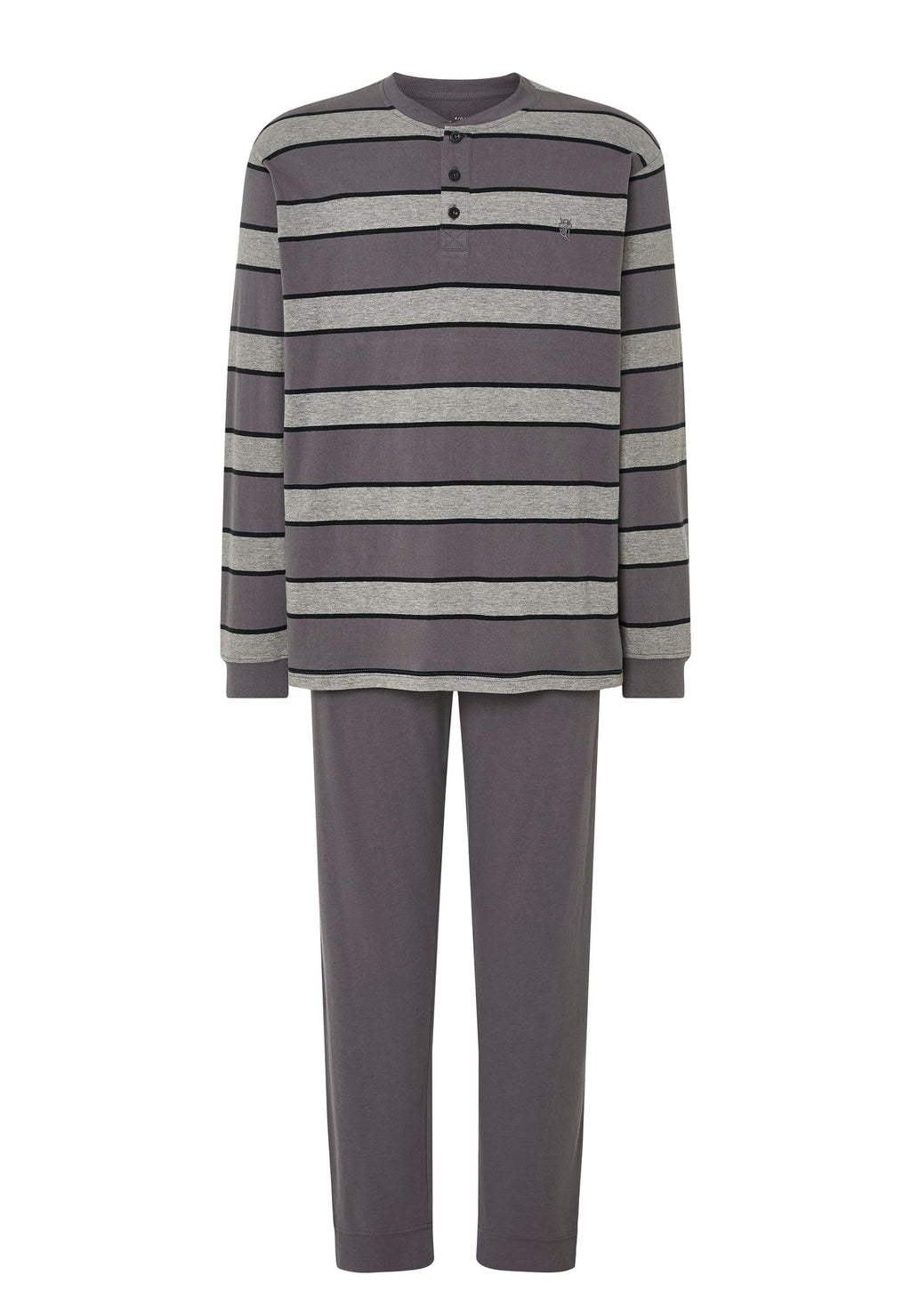 Pijama Hombre Largo Tapeta Algodón Punto Rayas - Gris 5593_20