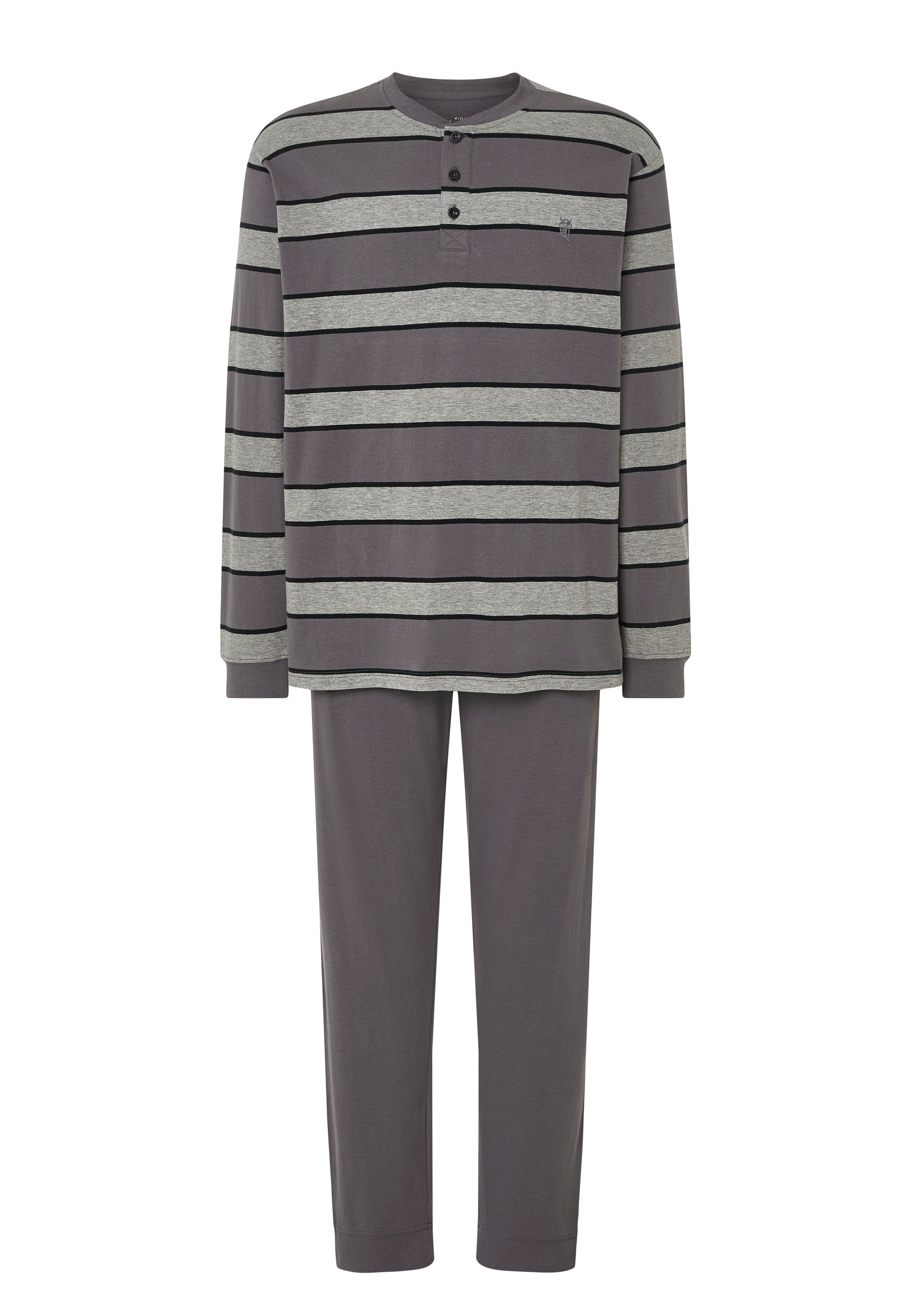 Pijama Hombre Largo Tapeta Algodón Punto Rayas - Gris 5593_20