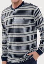 Pijama Hombre Largo Tapeta Algodón Punto Rayas - Gris 5594_20