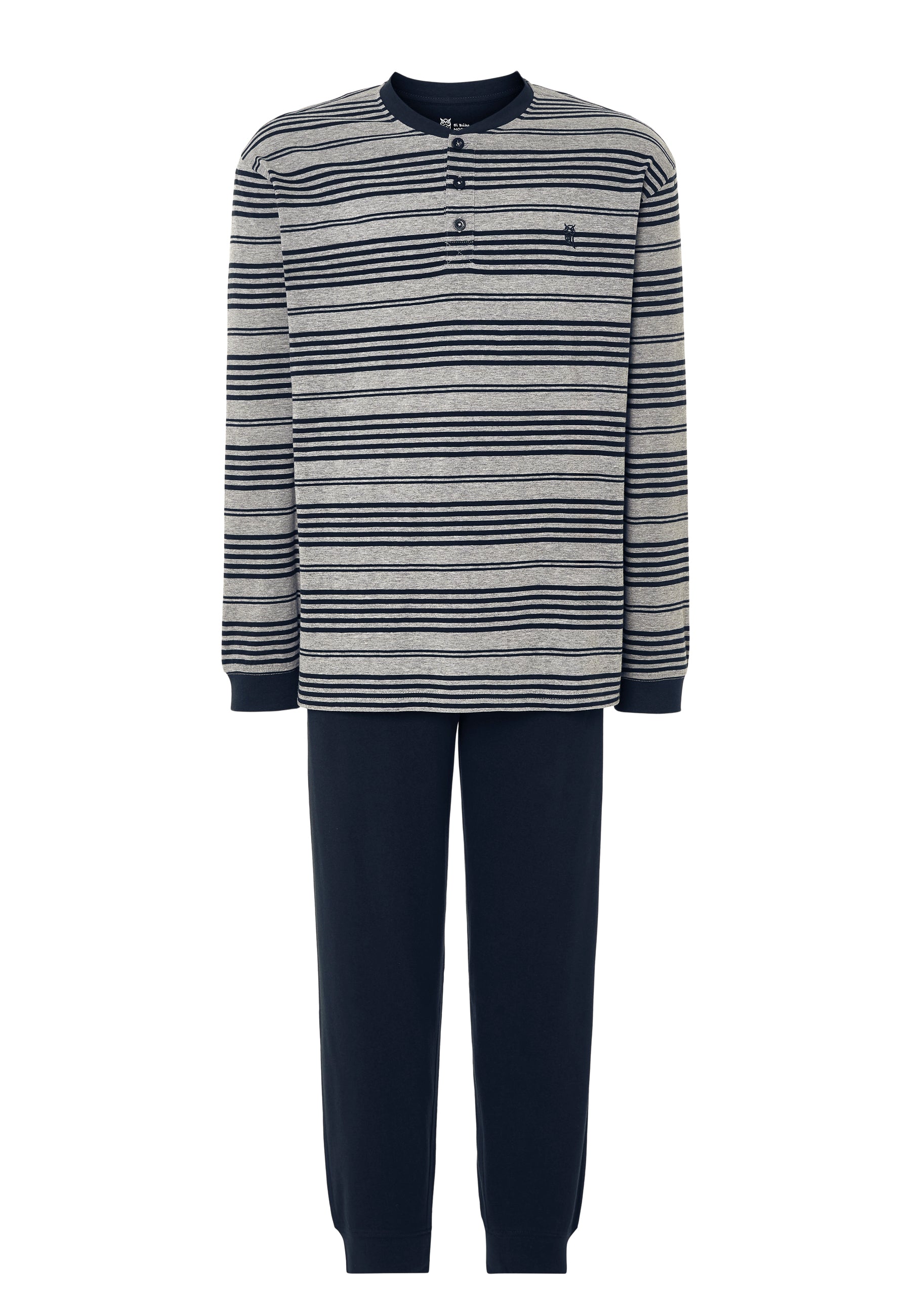 Pijama Hombre Largo Tapeta Algodón Punto Rayas - Gris 5594_20