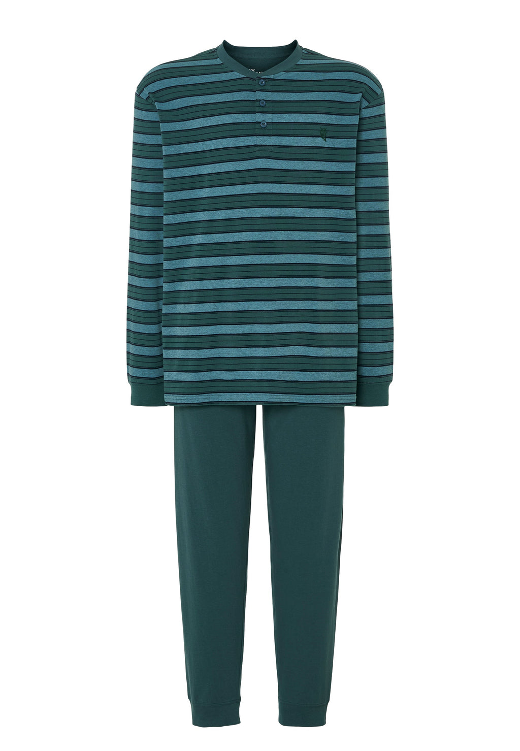 Pijama Hombre Largo Tapeta Algodón Punto Rayas - Verde 5595_40