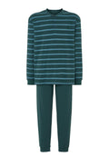 Pijama Hombre Largo Tapeta Algodón Punto Rayas - Verde 5595_40