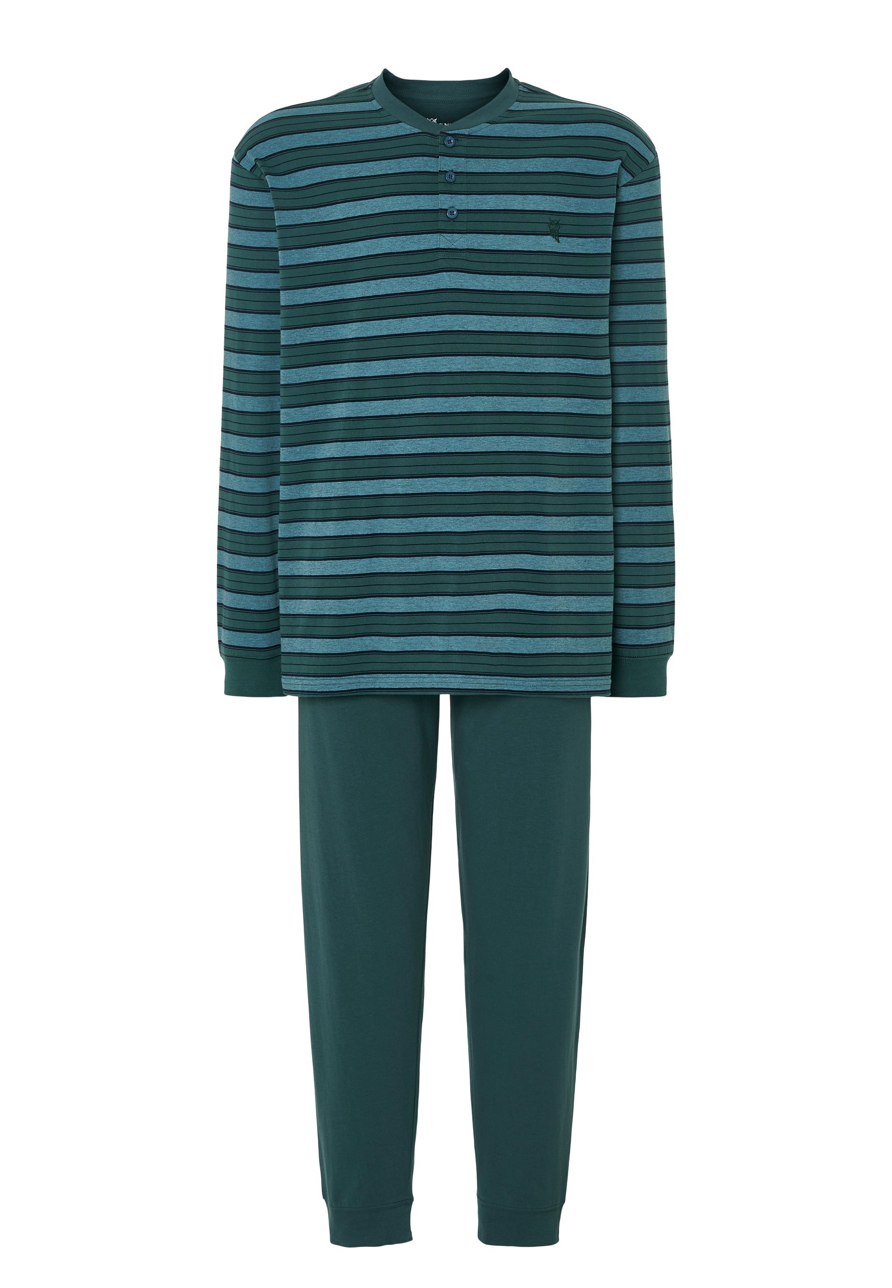 Pijama Hombre Largo Tapeta Algodón Punto Rayas - Verde 5595_40