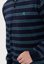 Pijama Hombre Largo Tapeta Algodón Punto Rayas - Azul 5597_39