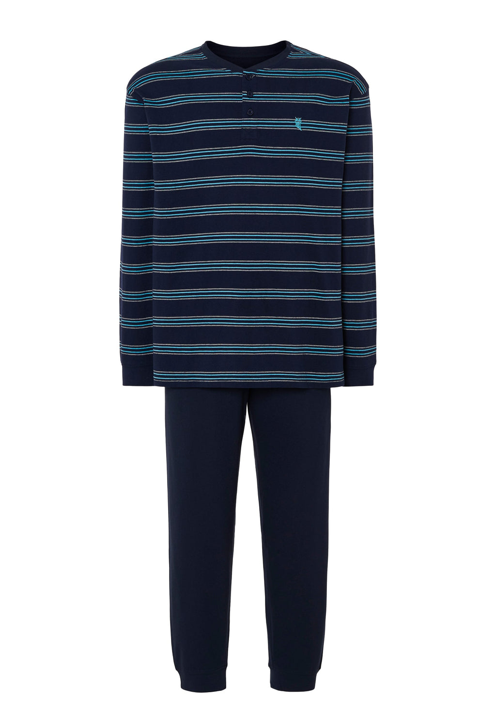 Pijama Hombre Largo Tapeta Algodón Punto Rayas - Azul 5597_39