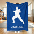 Silueta de taekwondo personalizada Manta suave con nombre Decoración del hogar Uso diario Regalo de cumpleaños para entusiastas del taekwondo
