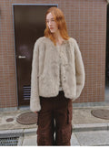 Darcy Manor imported Tuscan straight wool sheepskin sweetheart collar short fur coat