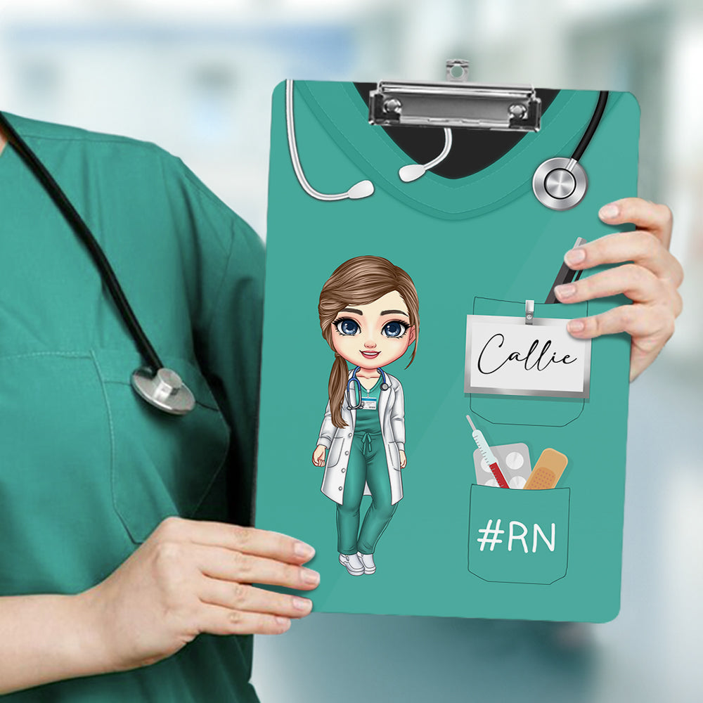 Portapapeles acrílico multicolor con clip de perfil bajo Personalizado Personaje médico de dibujos animados Regalo de agradecimiento de la semana de la enfermera para el personal médico