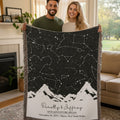 Mapa personalizado de las estrellas y las fases de la luna Manta suave con nombre, título, fecha y lugar Decoración del hogar Día de San Valentín Regalo de aniversario de boda para la pareja