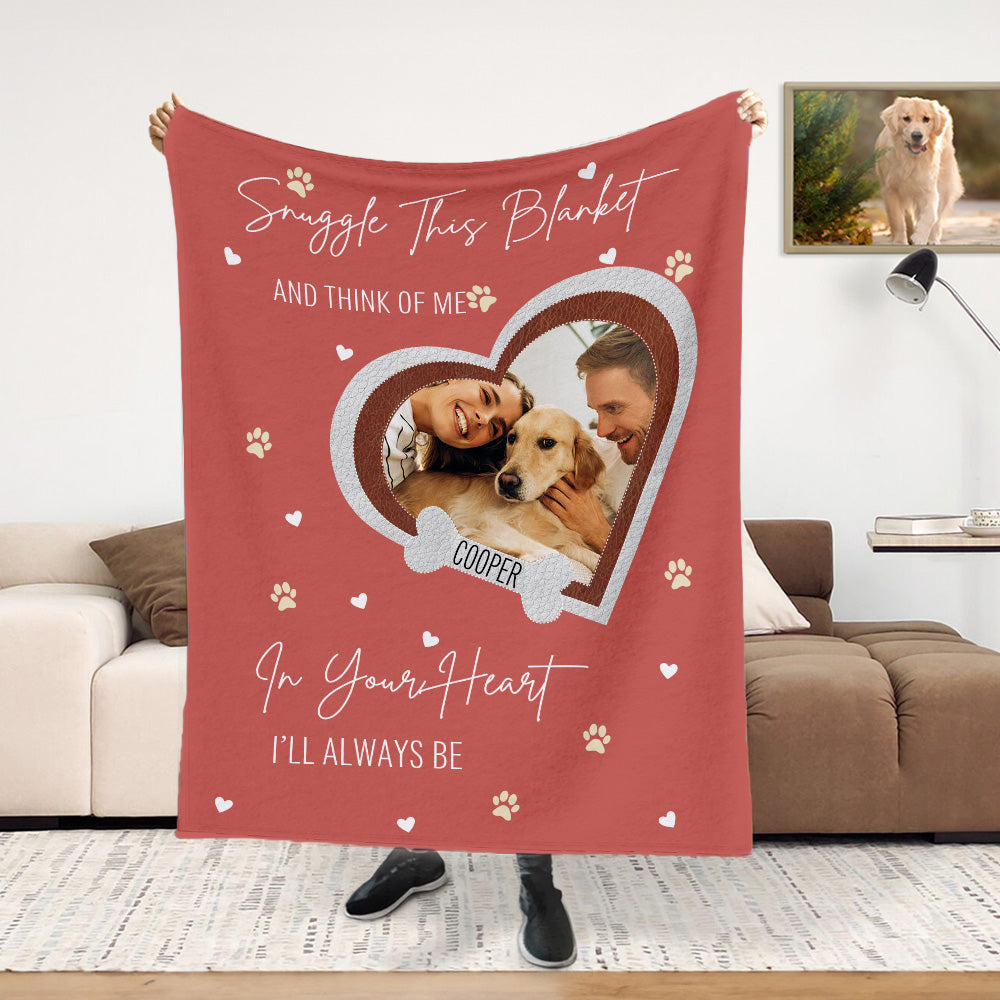 Manta personalizada en forma de corazón con la huella de la pata del perro, el gato o la familia.