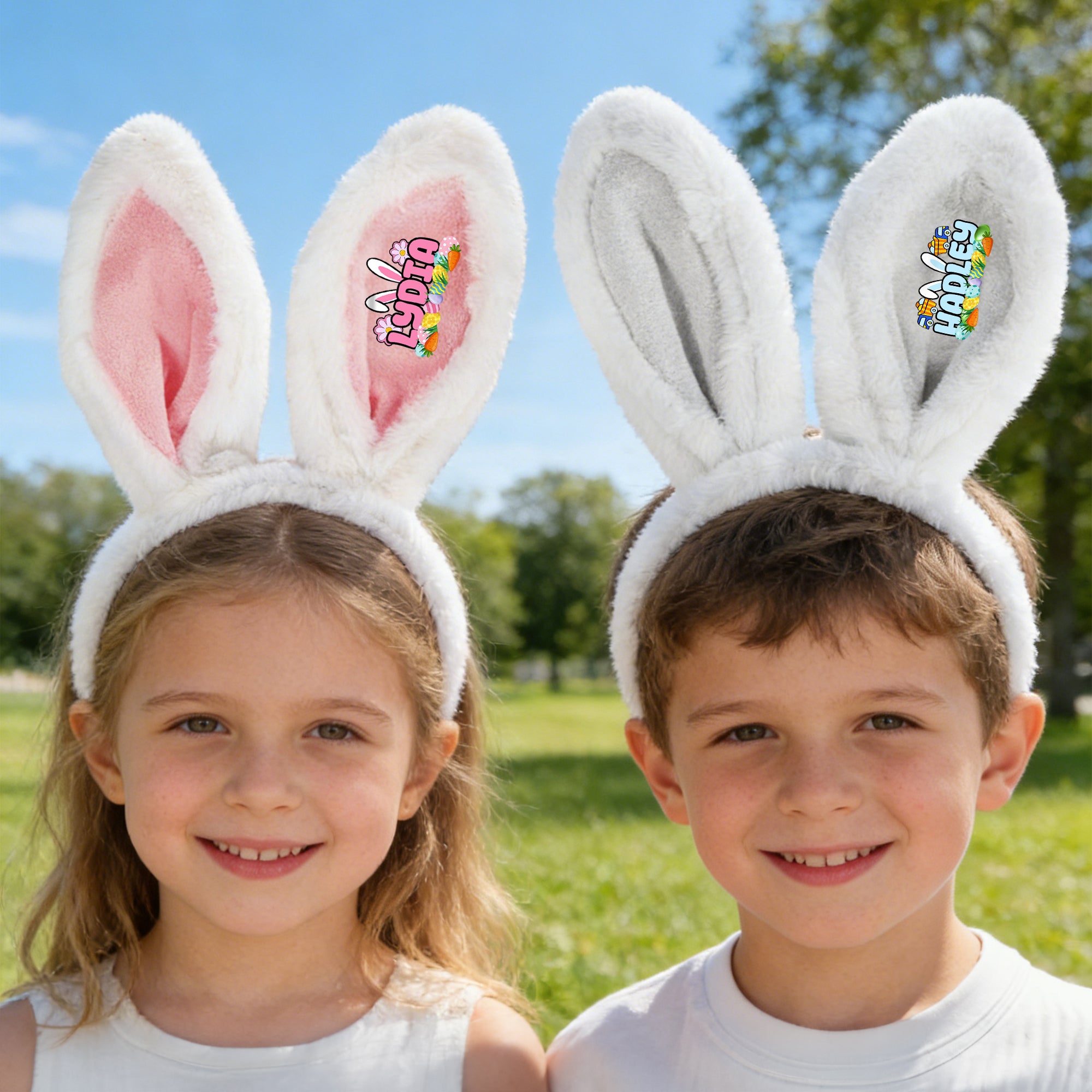 Huevos de Pascua personalizados Zanahoria Orejas de conejo lindo diadema con el nombre de Pascua Día de regalo para los niños de la familia