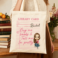 Bolsa de lona personalizada con nombre y asas para niña lectora de dibujos animados Regalo de cumpleaños para ratones de biblioteca Amantes de los libros