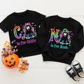 Personalizado lindo colorido Neon Boo Ghost Niño Negro Camiseta Sudadera con Nombre Halloween Fiesta Regalo para Niños Niñas