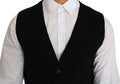 Men's Black Cotton Dress Woven Waistcoat