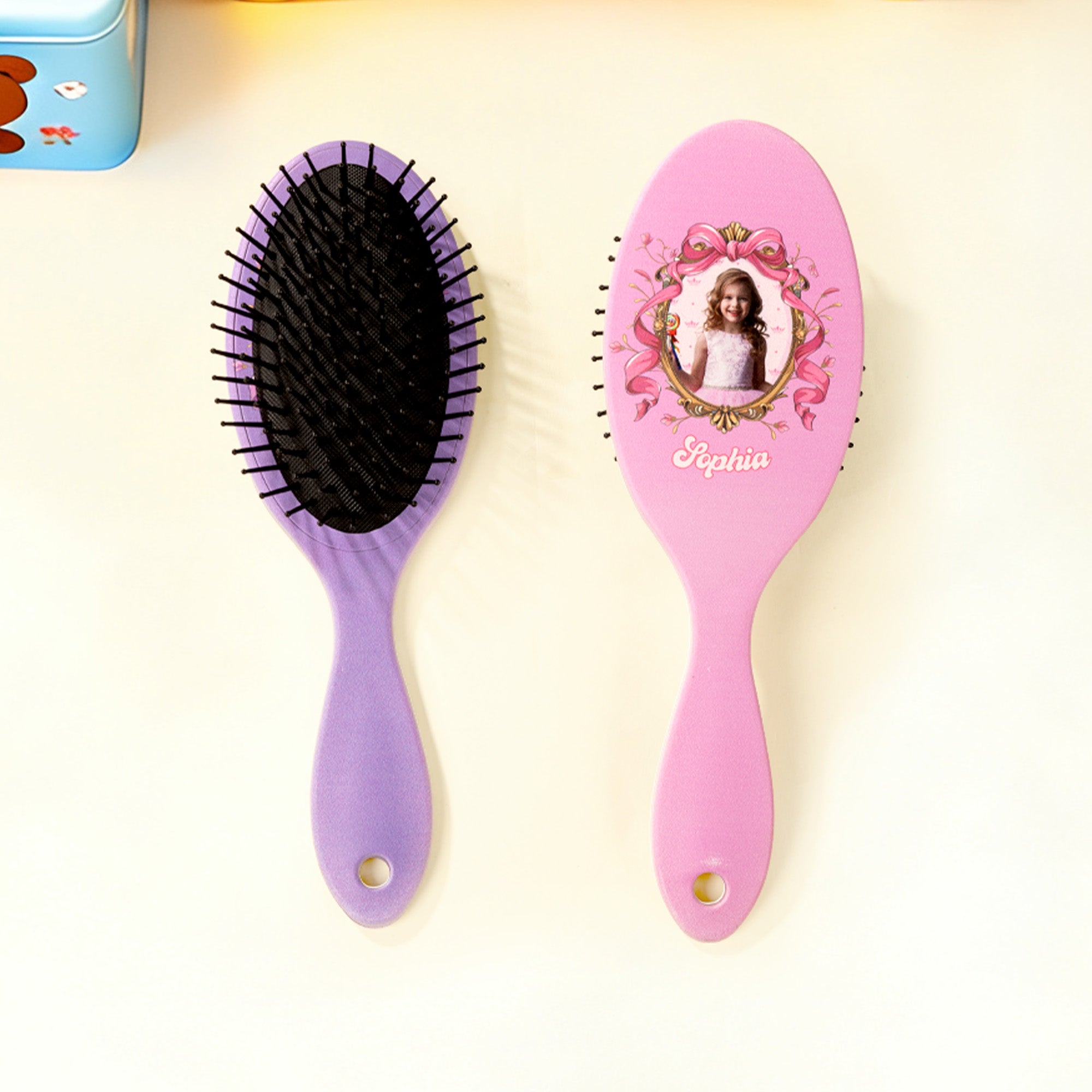Lazo personalizado Princesa-marcado Multicolor Cojín de Aire Peine con Nombre y Mango Uso Diario Aniversario Cumpleaños Regalo para Besties Mujeres Niñas