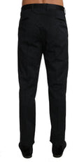 Men's Cotton Brocade Floral Trousers Black