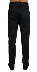Men's Cotton Brocade Floral Trousers Black