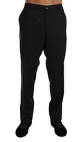 Men's Black Wool Stretch Formal Trousers