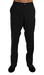 Men's Black Wool Stretch Formal Trousers
