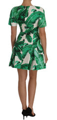 Women's A-Line Banana Leaf Pineapple Crystal Dress Green Cotton
