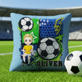 Funda de cojín personalizada con el nombre de un personaje de fútbol de dibujos animados con diseño de graffiti Decoración para el hogar Regalo de equipo para los amantes del fútbol