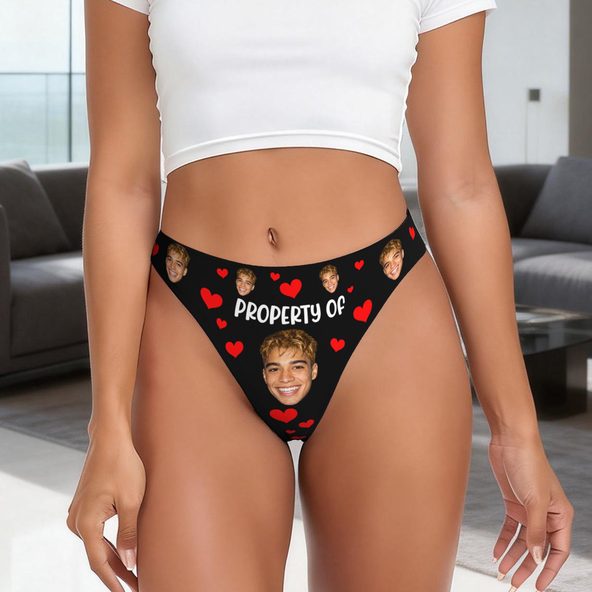 Personalizado Multicolor Funny Face Fotos Tanga Breve Luna de Miel Viajes San Valentín Regalo para Esposa Novia