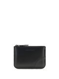 Comme Des GarçOns Wallet Embossed Logo Calf Leather Wallet — Black