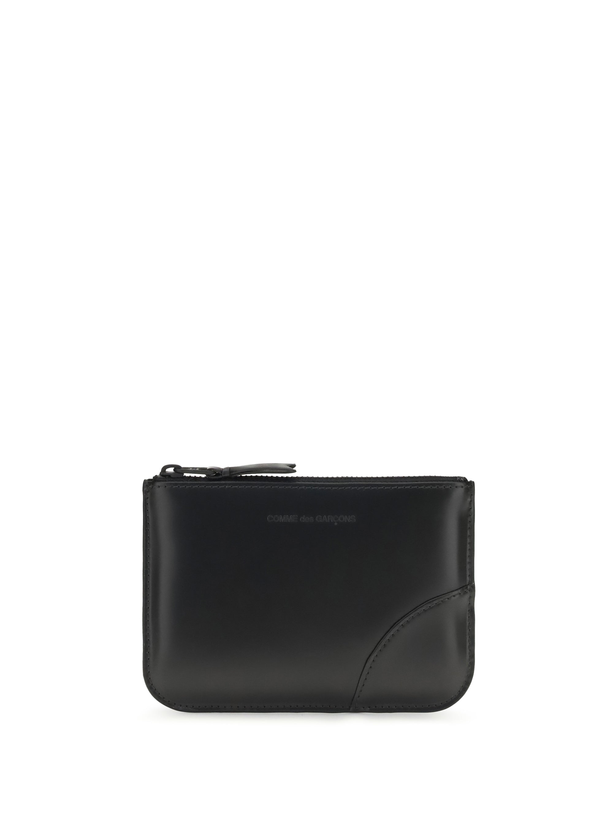 Comme Des GarçOns Wallet Embossed Logo Calf Leather Wallet — Black