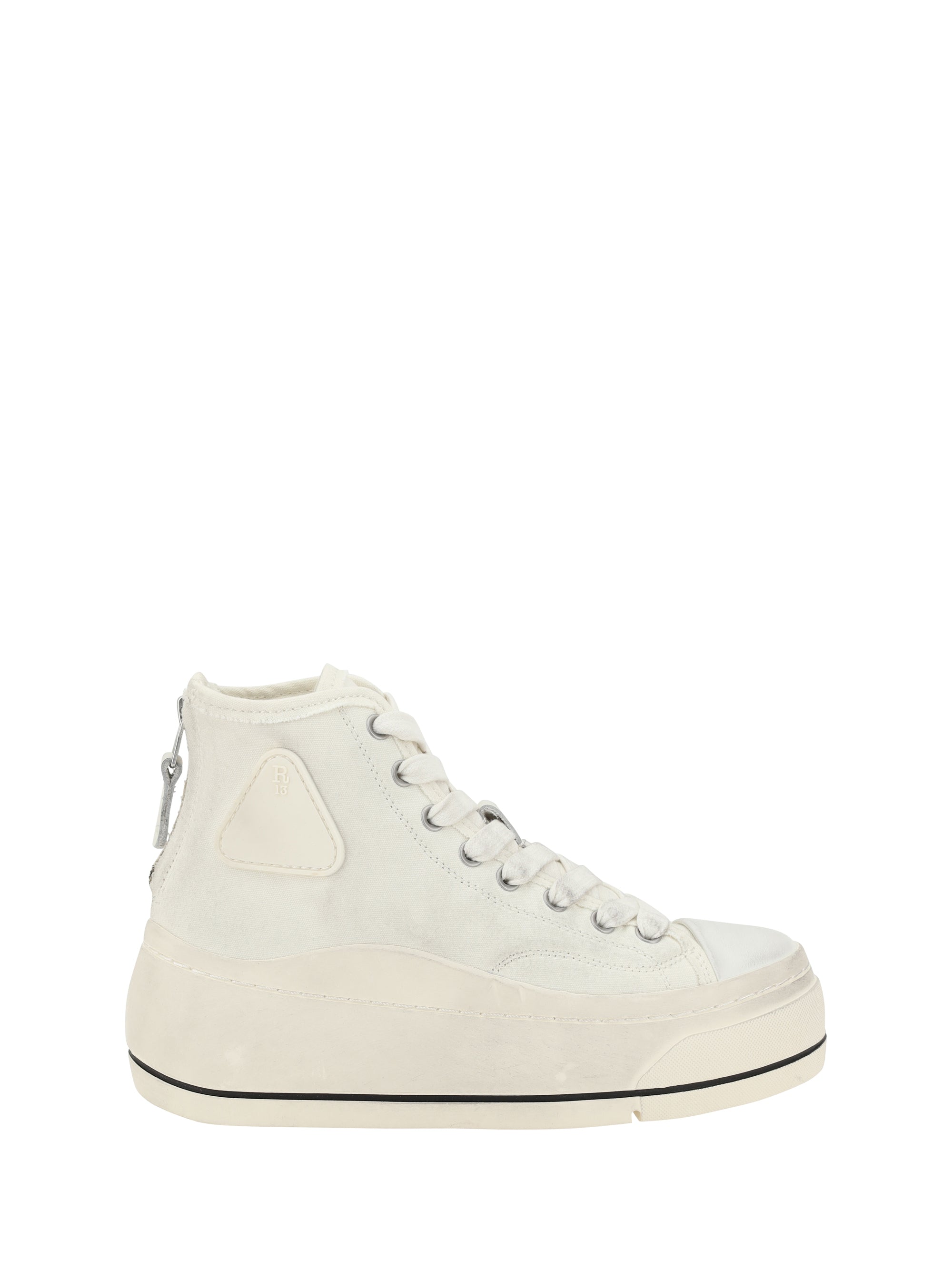R13 Platform High-Top Sneakers — Beige