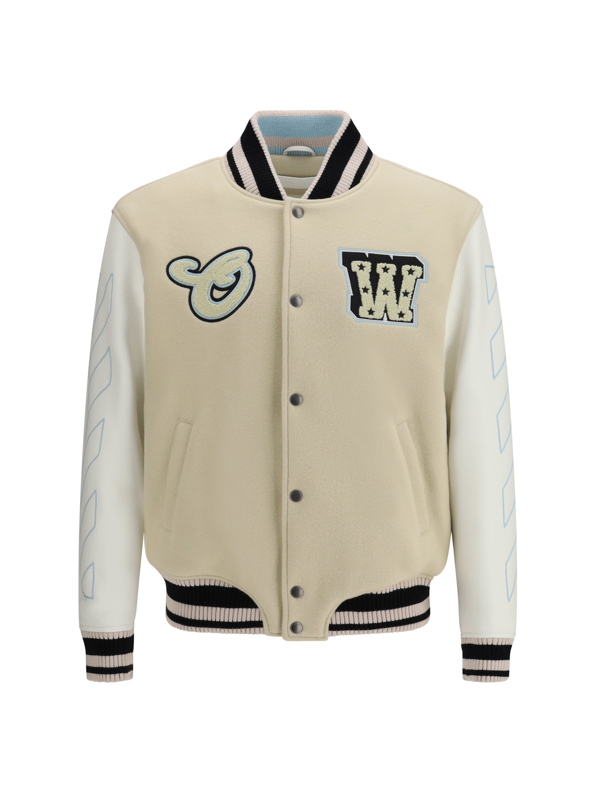 Off-White Varsity Star Logo Jacket — Cream
