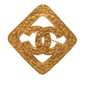 CC Gold Plated Rhombus Diamond Brooch