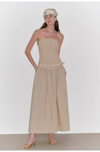 Summer Formula Retro and elegant bust-wrapped, long-waisted, slim-fitting, large A-hem mid-length dress