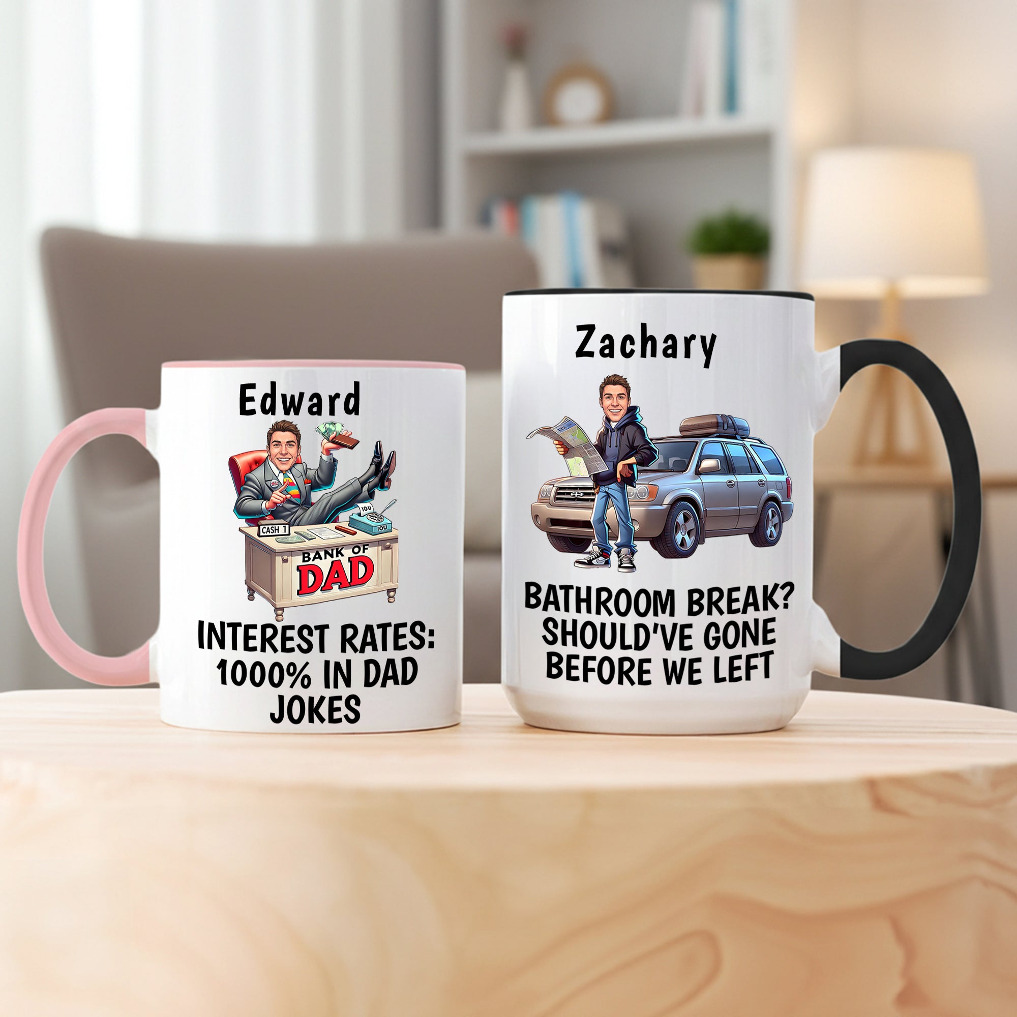 Personalizada Multicolor Divertido Papá Foto 11 oz 15 oz Taza de Cerámica con Nombre Uso Diario Día del Padre Cumpleaños Regalo para Papá