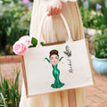 Bolsa de yute grande con nombre y asa para cumpleaños Día de la madre Regalo de despedida de soltera para mujer