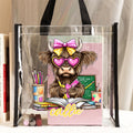 Coquette Personalizada Lazo Highland Vaca Bolsa Transparente Tote con Nombre Día del Niño Vuelta al Cole Regalo de Cumpleaños para Profesora Estudiante