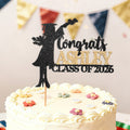 Silueta de graduado multicolor con purpurina personalizada para decorar tarta con nombre y año Regalo de graduación para fiesta de graduados