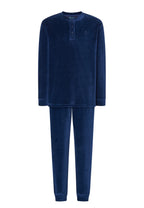 Pijama Hombre Invierno Terciopelo Rayas - Azul 5736_33