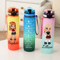 Personalizada de dibujos animados Y2K Chica 32 oz Motivacional Deporte Botella de Agua con marcador de tiempo y el nombre Aniversario Cumpleaños Regalo para Chicas Y2K Lovers